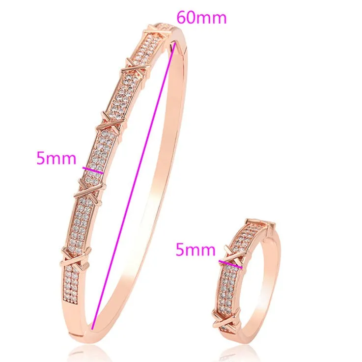 18k Rose Gold Plated Bangle Bracelet with Matching Ring