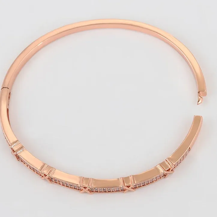 18k Rose Gold Plated Bangle Bracelet with Matching Ring