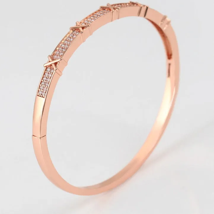 18k Rose Gold Plated Bangle Bracelet with Matching Ring