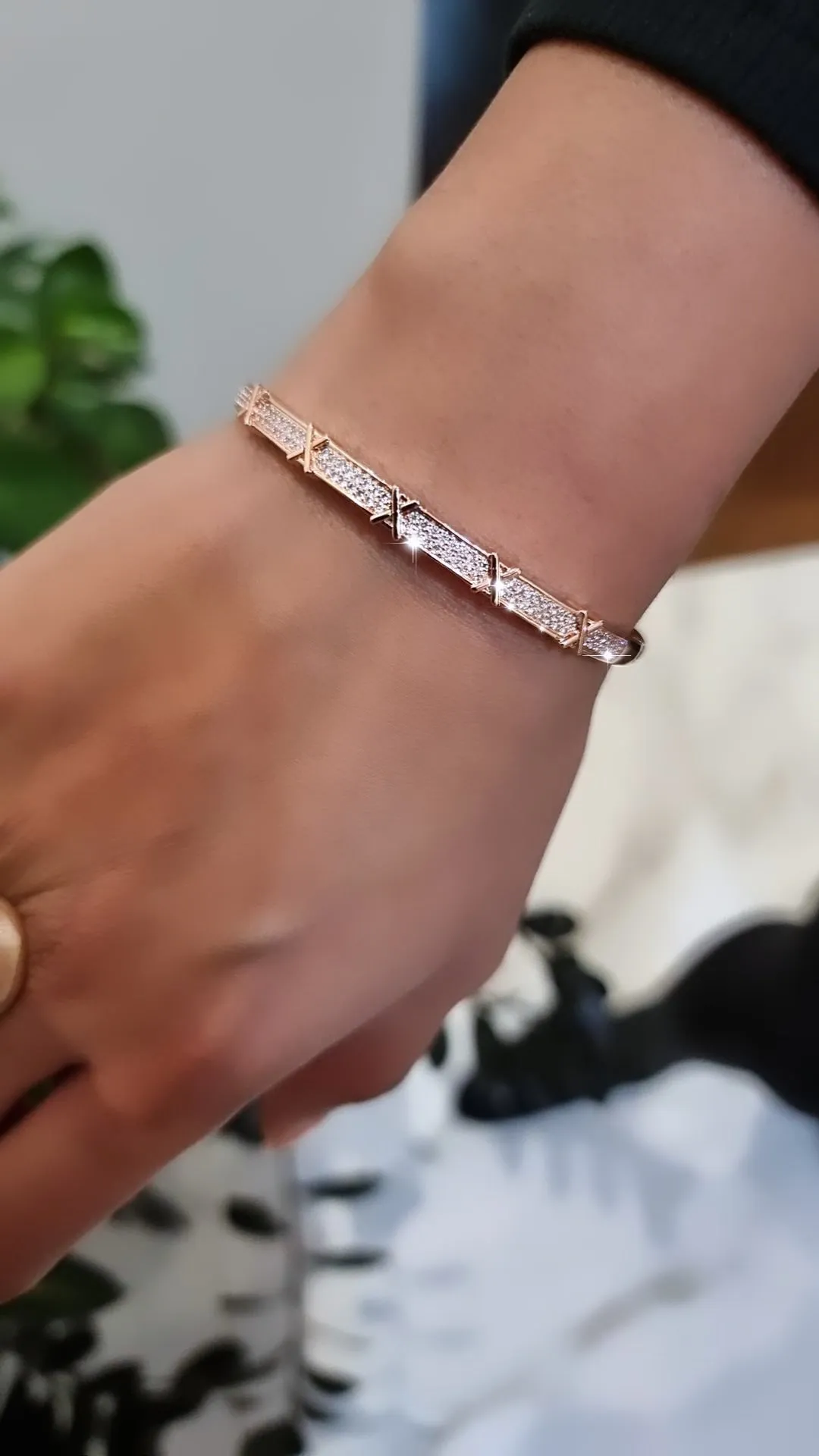 18k Rose Gold Plated Bangle Bracelet with Matching Ring