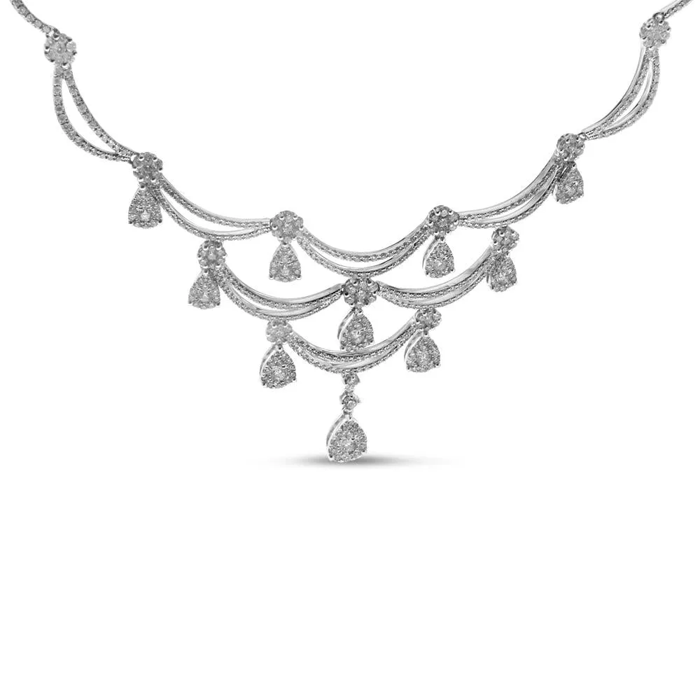 18K White Gold Round Cut Diamond Necklace 4.00CT