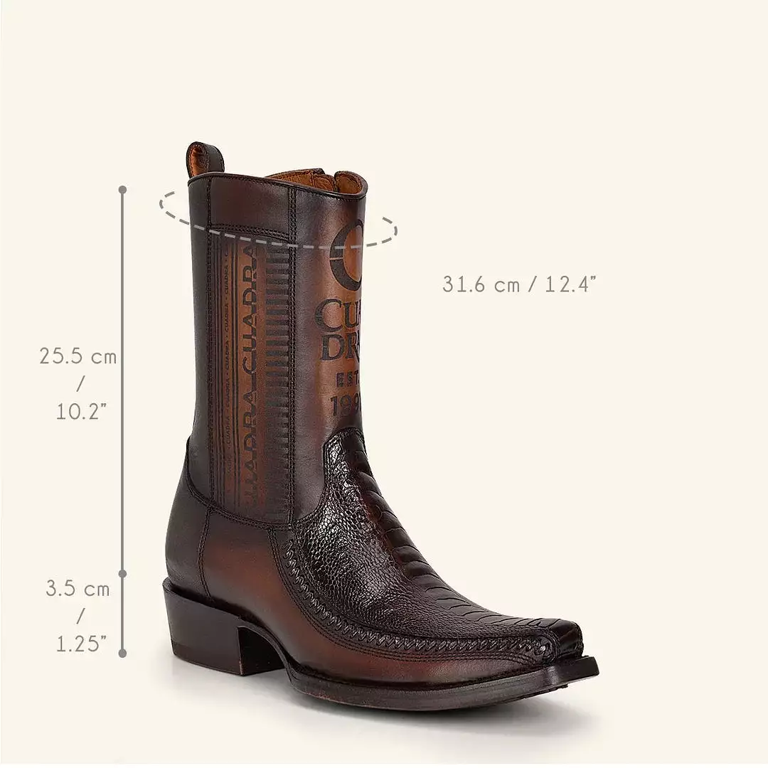 1J2KPT - Cuadra brown dress cowboy ostrich zip ankle boots for men