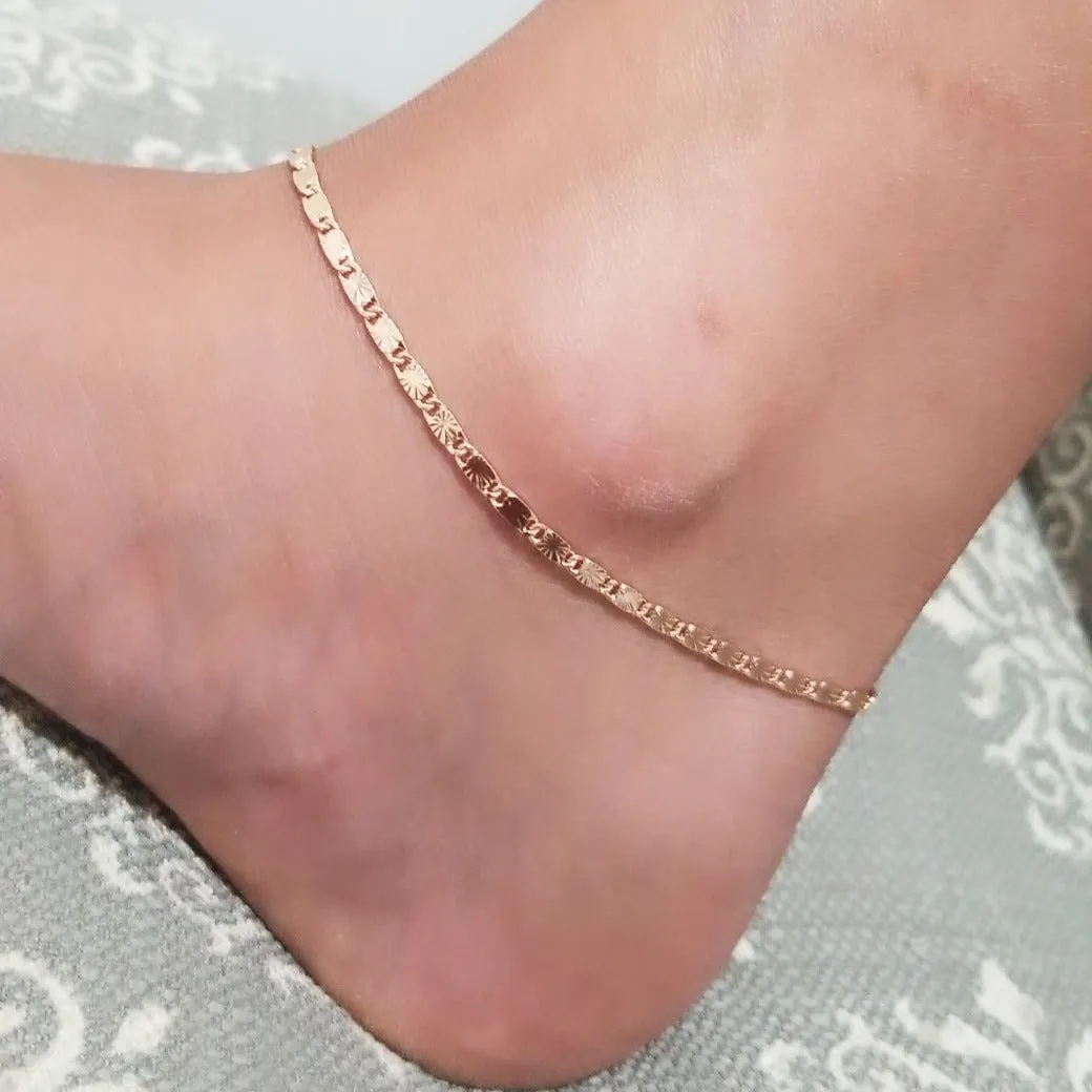 3mm Rose Gold Snail Chain Bracelet Anklet