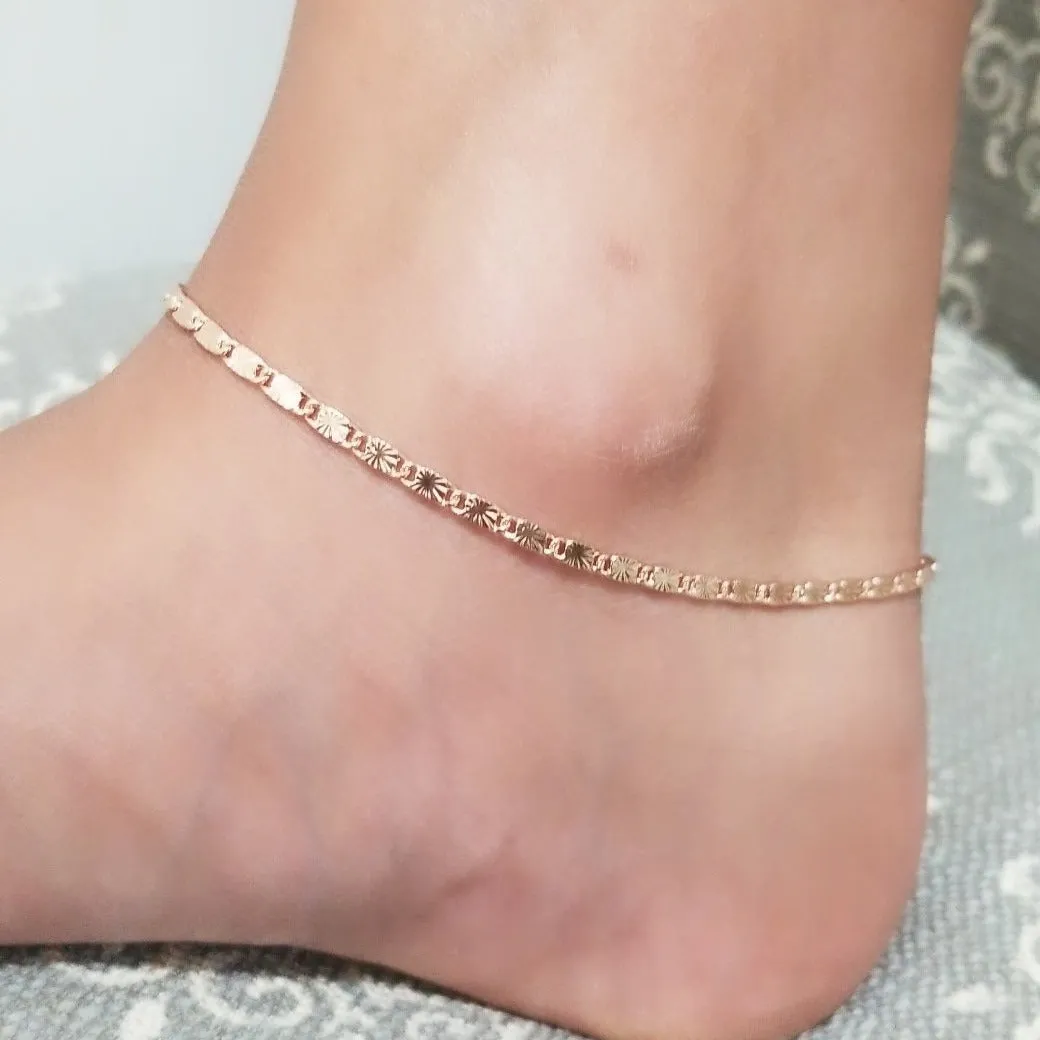 3mm Rose Gold Snail Chain Bracelet Anklet