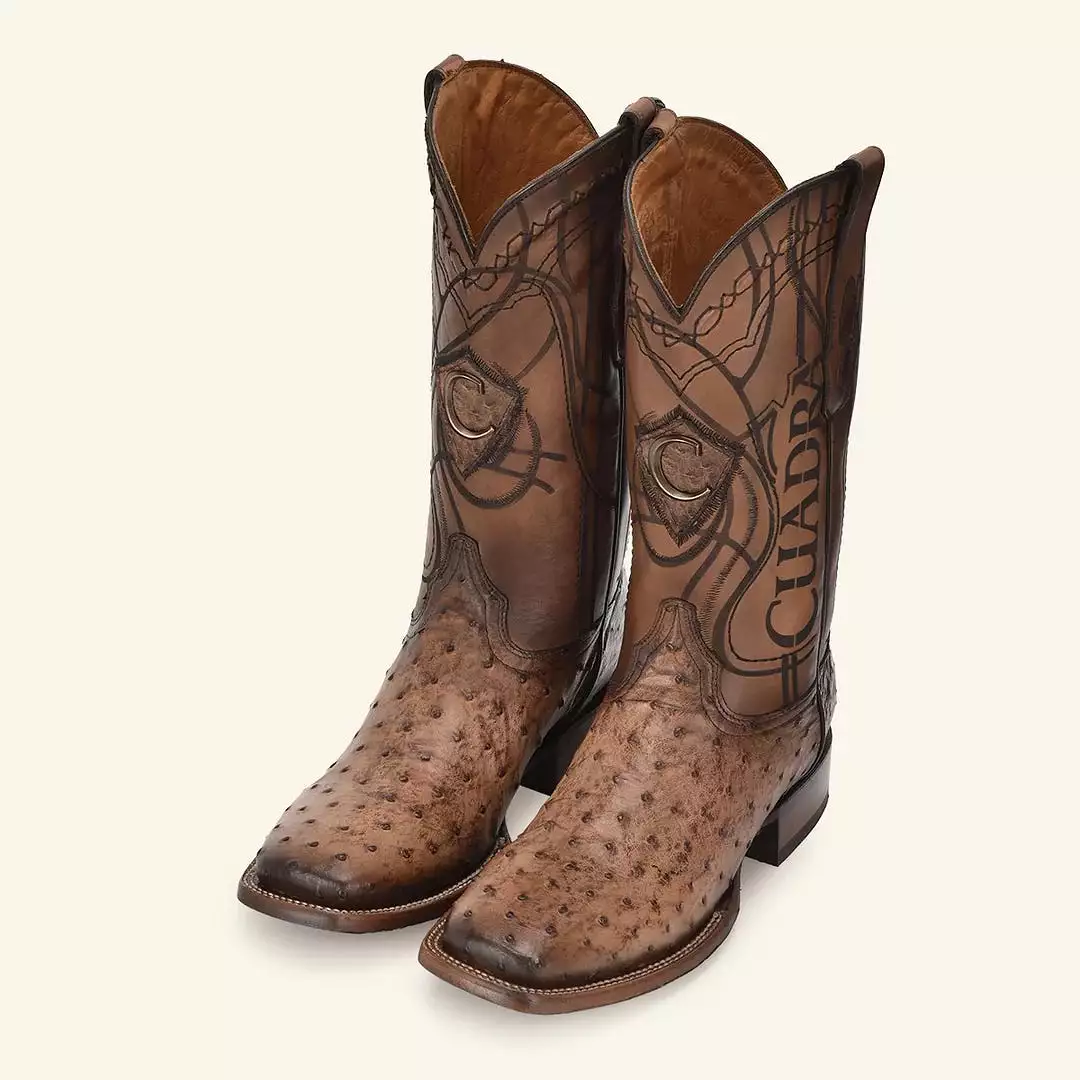 3Z2LA1 - Cuadra almond western cowboy rodeo ostrich boots for men