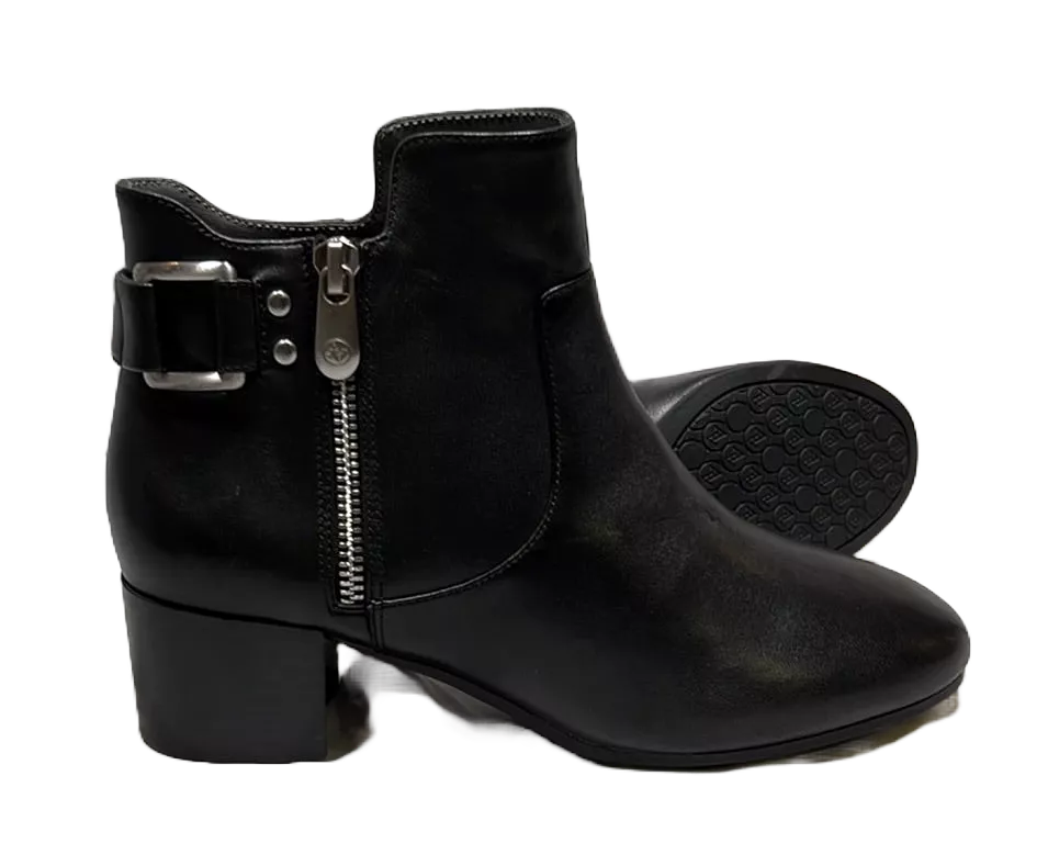 ADRIENNE VITTADINI Women's •MELLO •Ankle Bootie Black Leather 6M