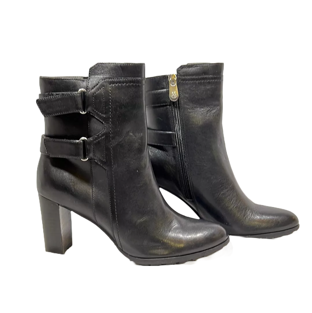 ADRIENNE VITTADINI Women's •Trophy• Ankle Boot Blacl Leather 6M