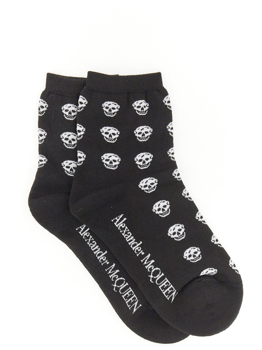 ALEXANDER McQUEEN    COTTON SKULL SHORT SOCK