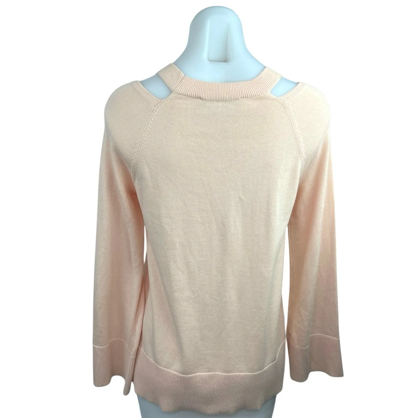 Ann Taylor LOFT Pink Peach Orange Pastel Cut Out Knit Pullover Sweater Top Sz XS