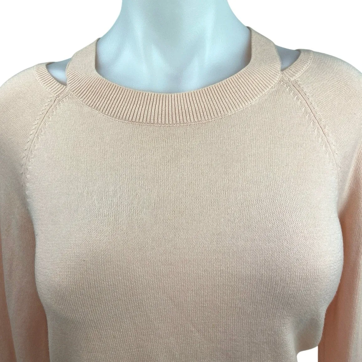 Ann Taylor LOFT Pink Peach Orange Pastel Cut Out Knit Pullover Sweater Top Sz XS