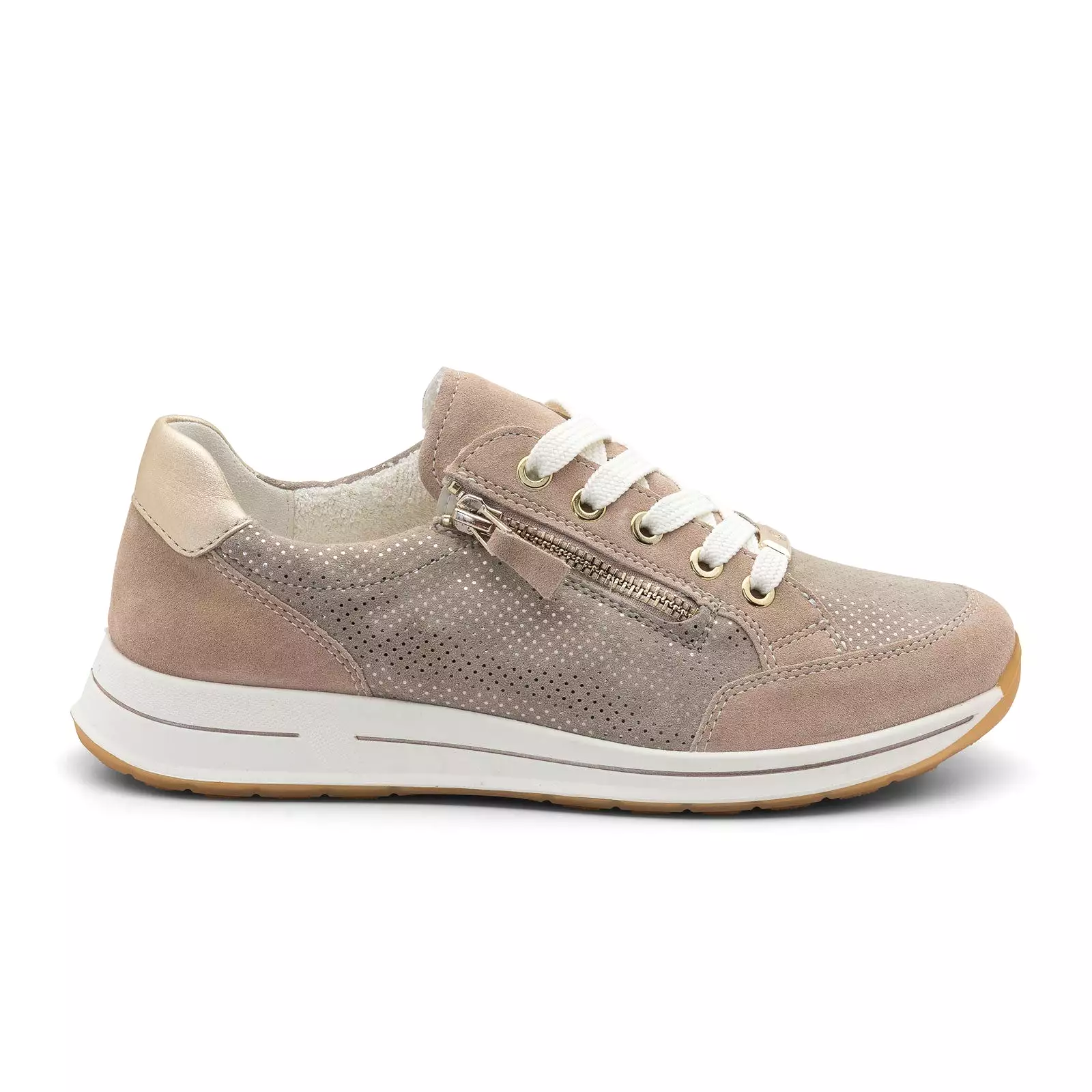 Ara Oleanna Side Zip Sneaker (Women) - Sand/Platinum Suede