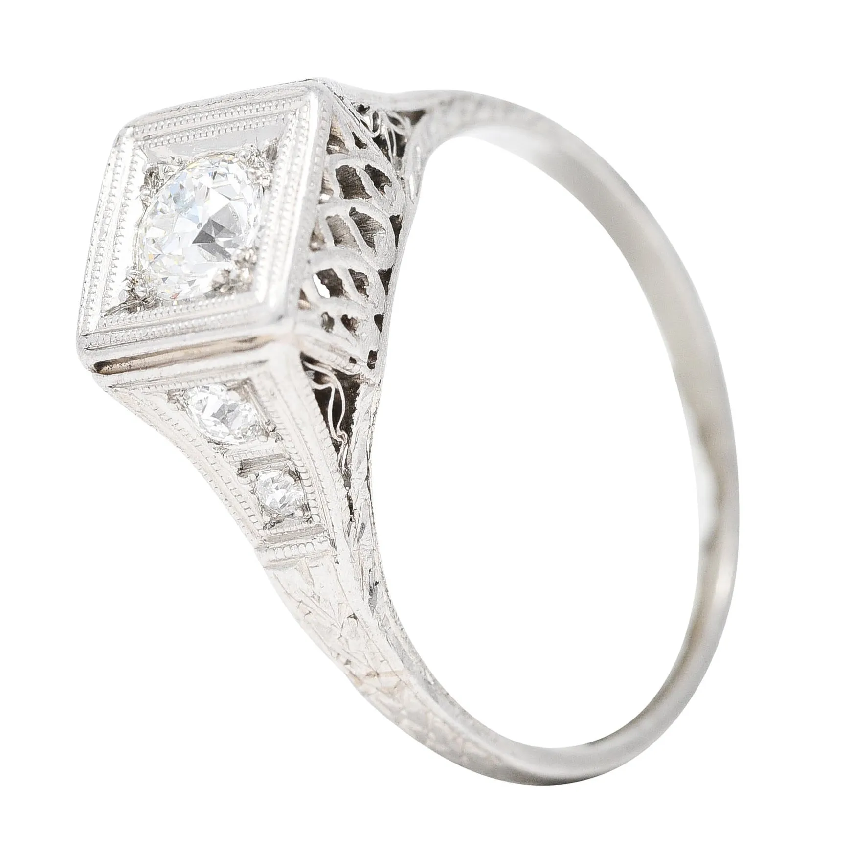 Art Deco 0.46 CTW Diamond Platinum Trellis Engagement Ring