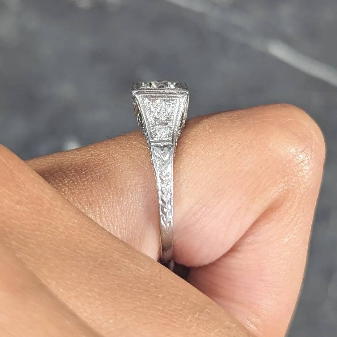 Art Deco 0.46 CTW Diamond Platinum Trellis Engagement Ring