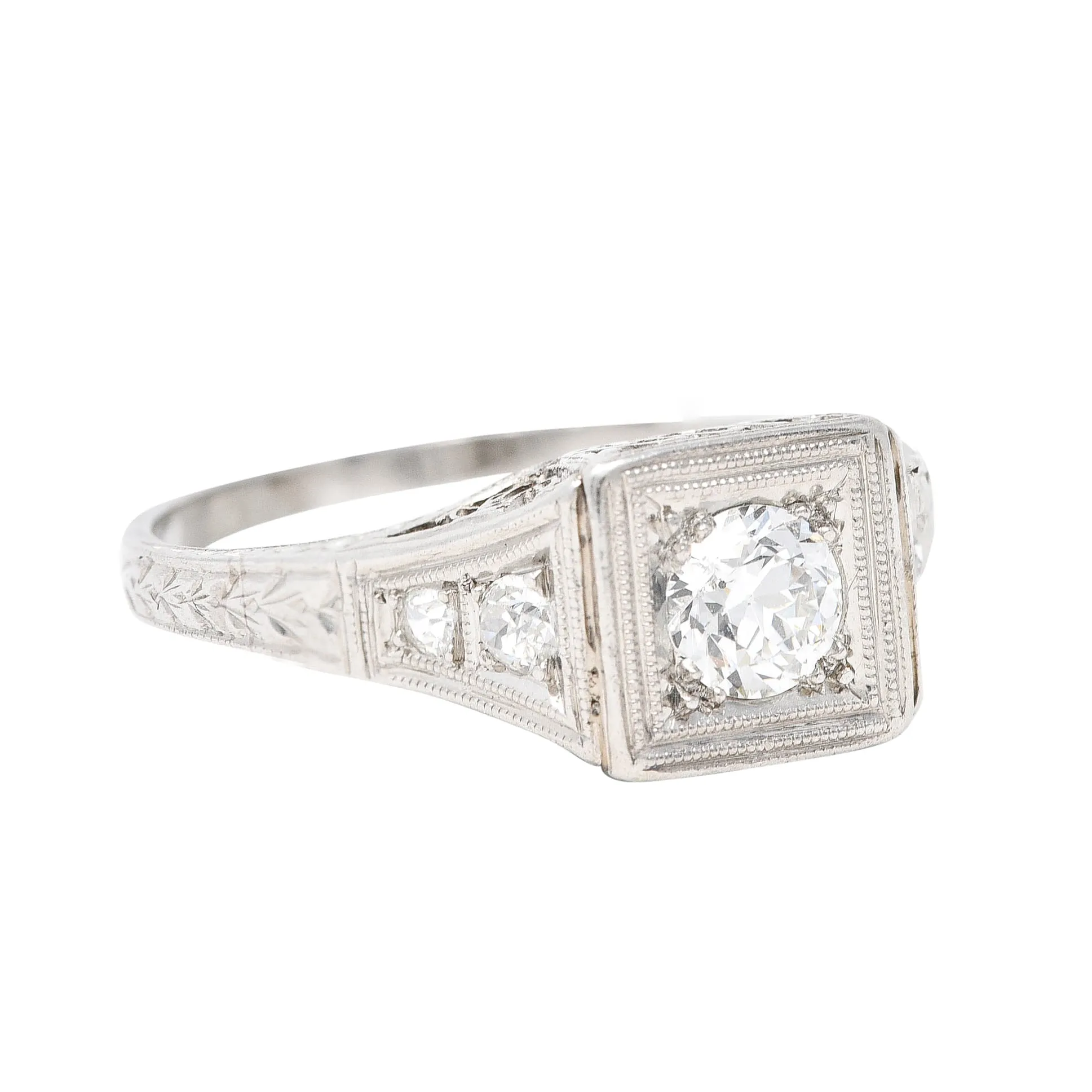 Art Deco 0.46 CTW Diamond Platinum Trellis Engagement Ring