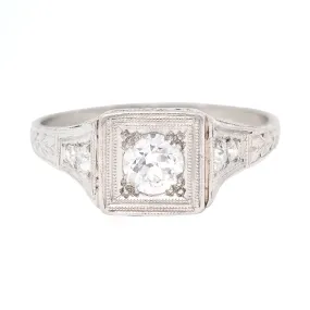 Art Deco 0.46 CTW Diamond Platinum Trellis Engagement Ring