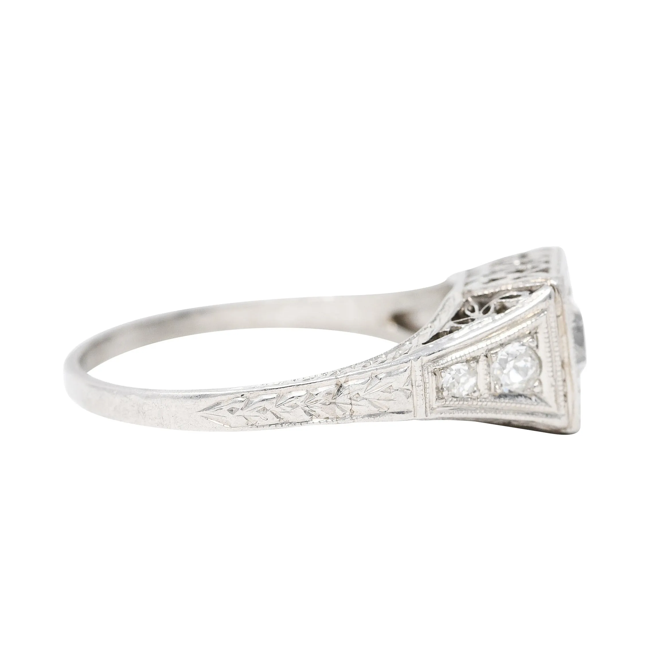 Art Deco 0.46 CTW Diamond Platinum Trellis Engagement Ring