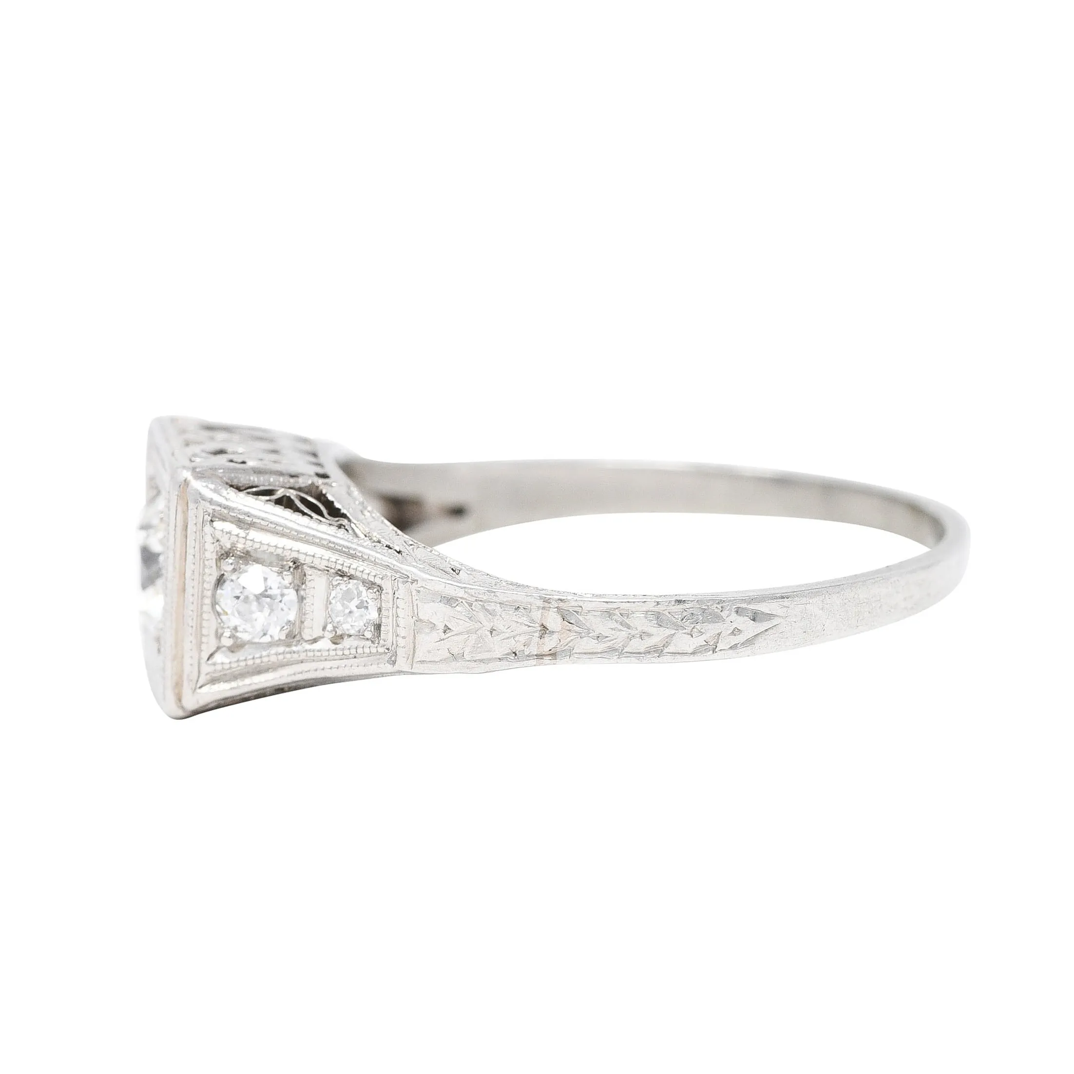 Art Deco 0.46 CTW Diamond Platinum Trellis Engagement Ring