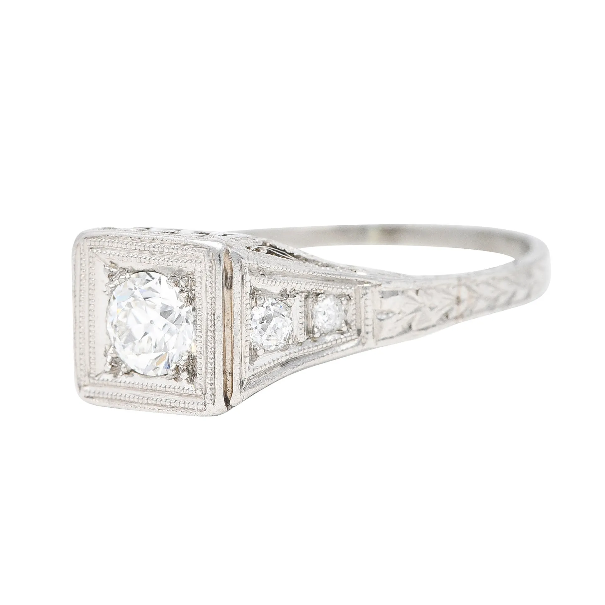 Art Deco 0.46 CTW Diamond Platinum Trellis Engagement Ring