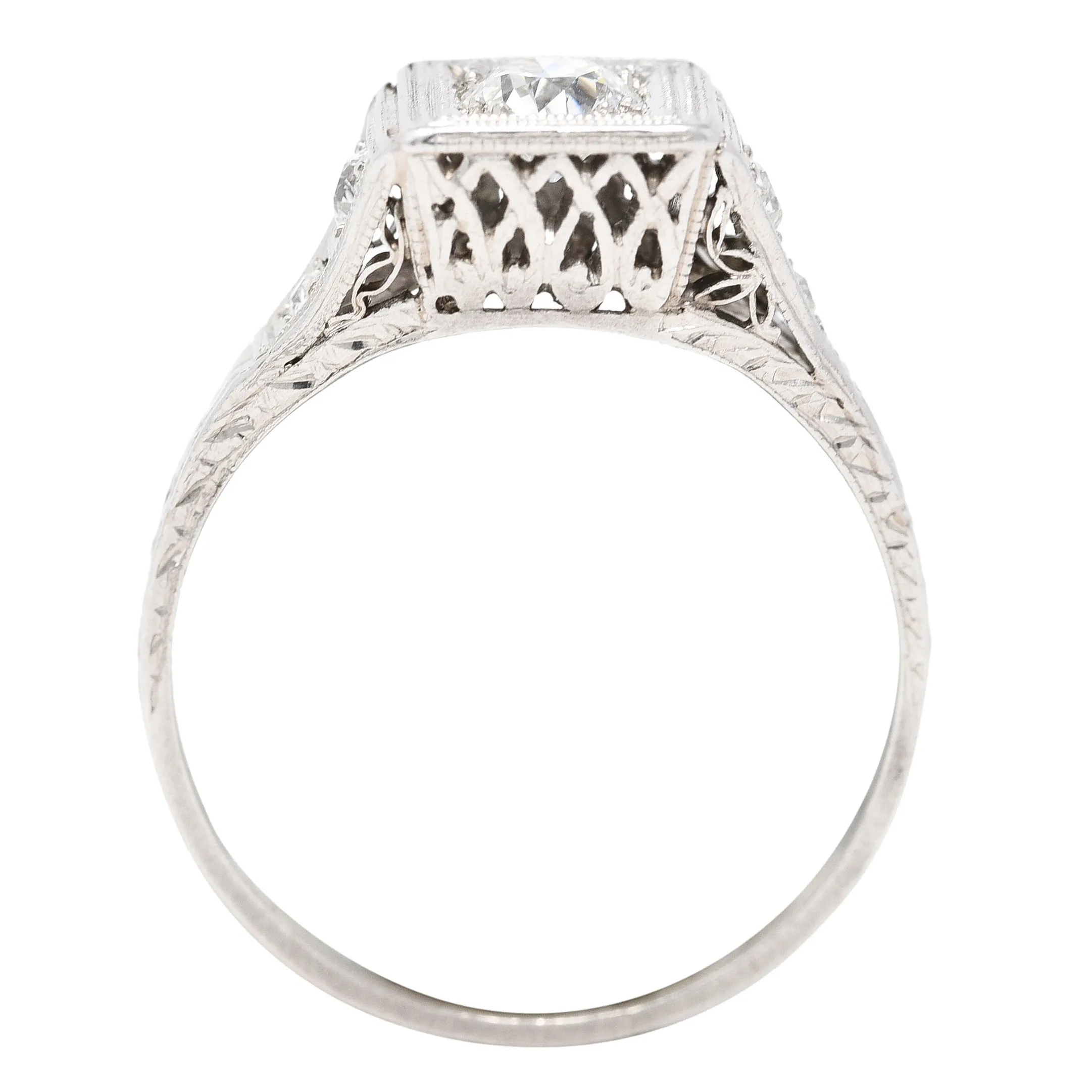 Art Deco 0.46 CTW Diamond Platinum Trellis Engagement Ring