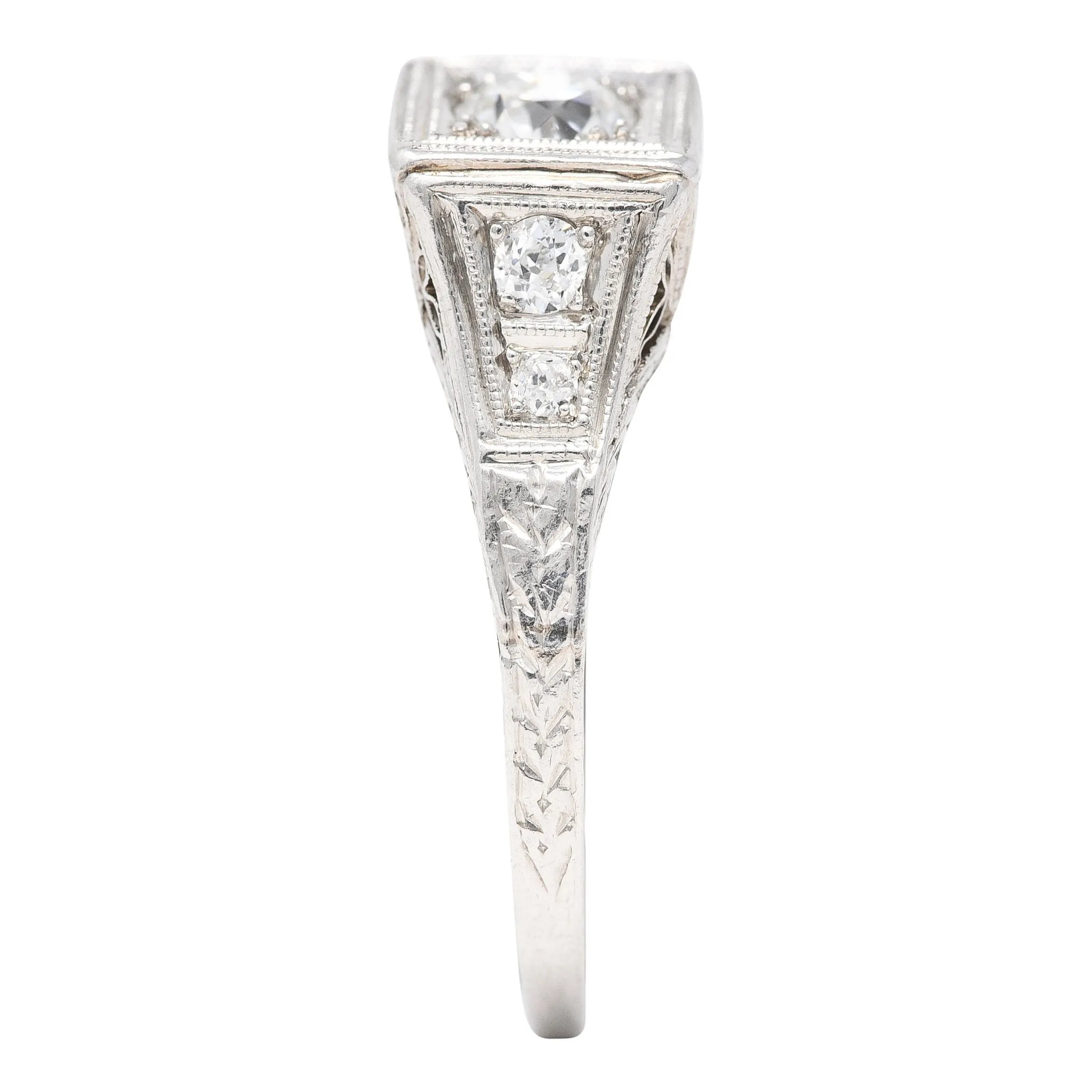 Art Deco 0.46 CTW Diamond Platinum Trellis Engagement Ring