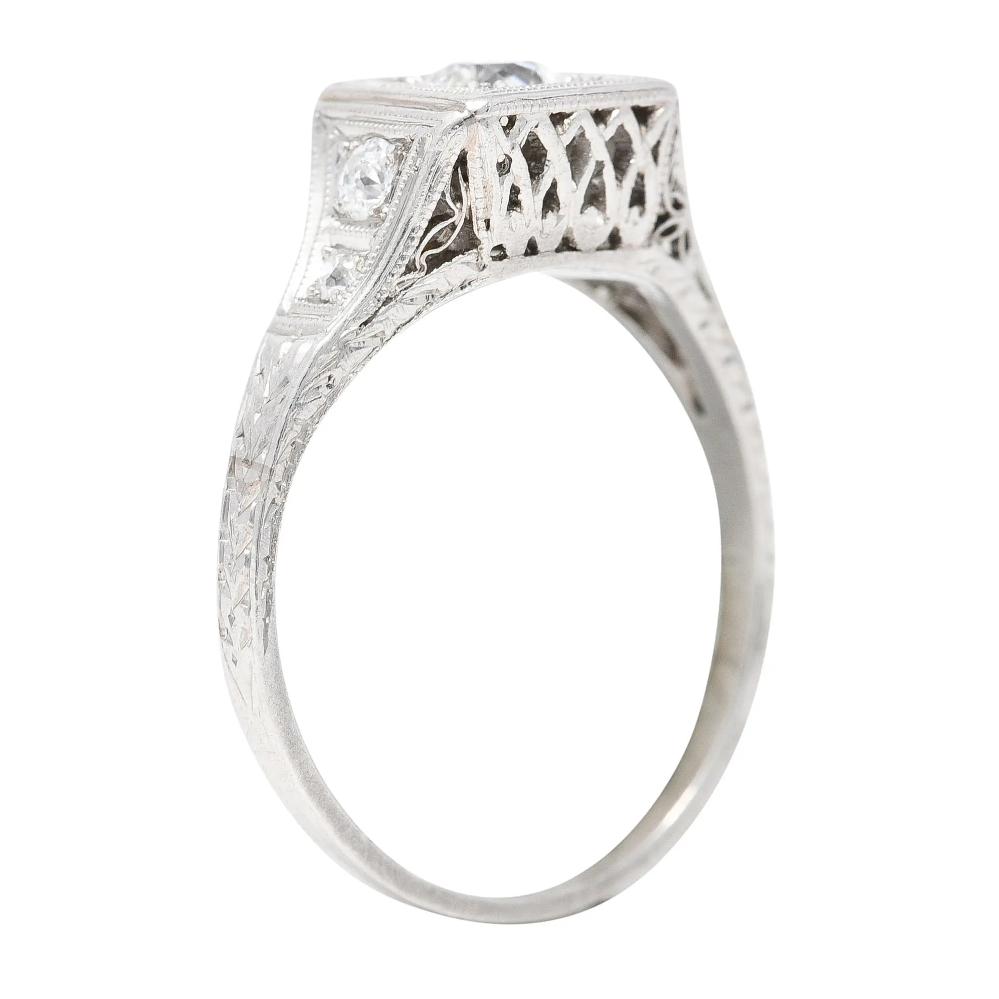 Art Deco 0.46 CTW Diamond Platinum Trellis Engagement Ring