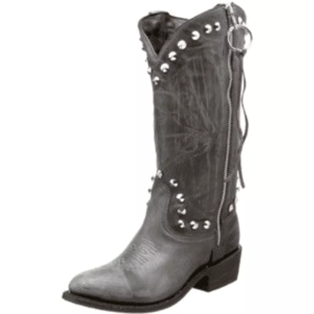 ASH ITALIA Women's •Cameron • Studded Western boot Grey  Leather 36M