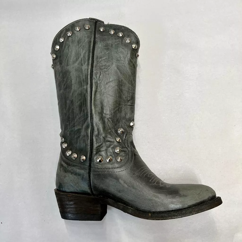 ASH ITALIA Women's •Cameron • Studded Western boot Grey  Leather 36M