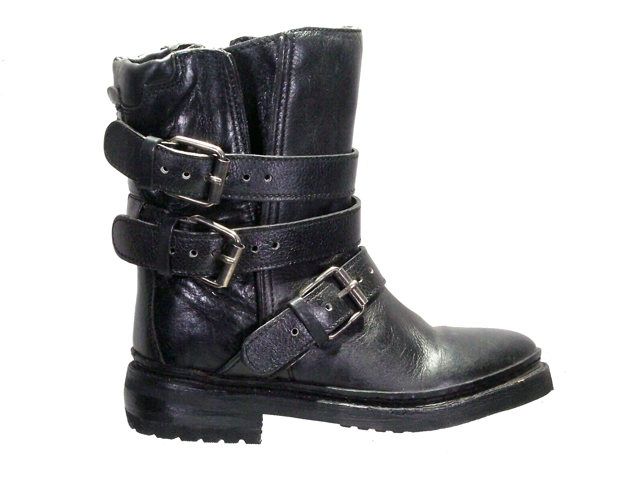 ASH  Women's • Emmy  • Motorcycle Boot - Black Leather 36.5M