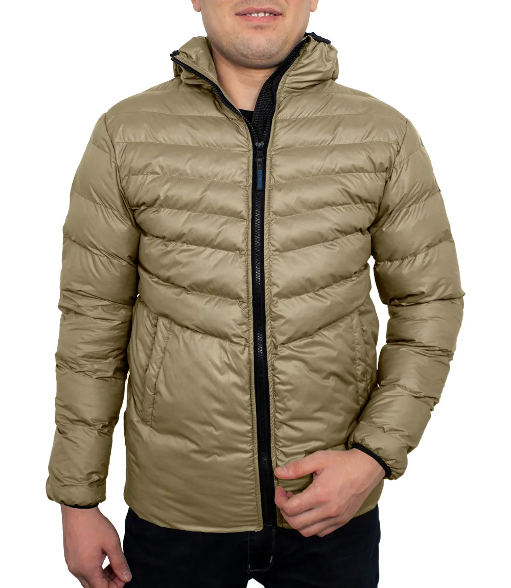 Austin Puffer Jacket Beige with Hood