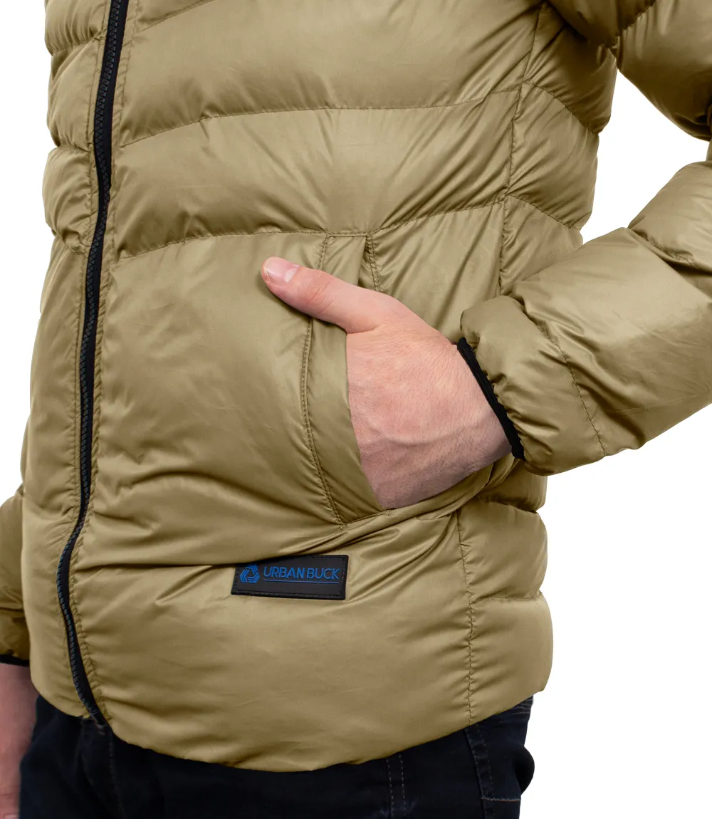 Austin Puffer Jacket Beige with Hood