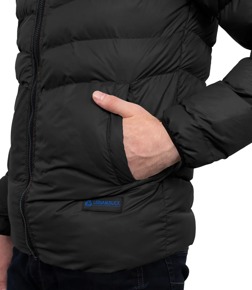 Austin Puffer Jacket Black with Hood