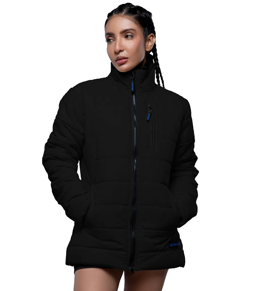 Azaria Women Black High Collar Puffer Jacket - Cozy Outerwear