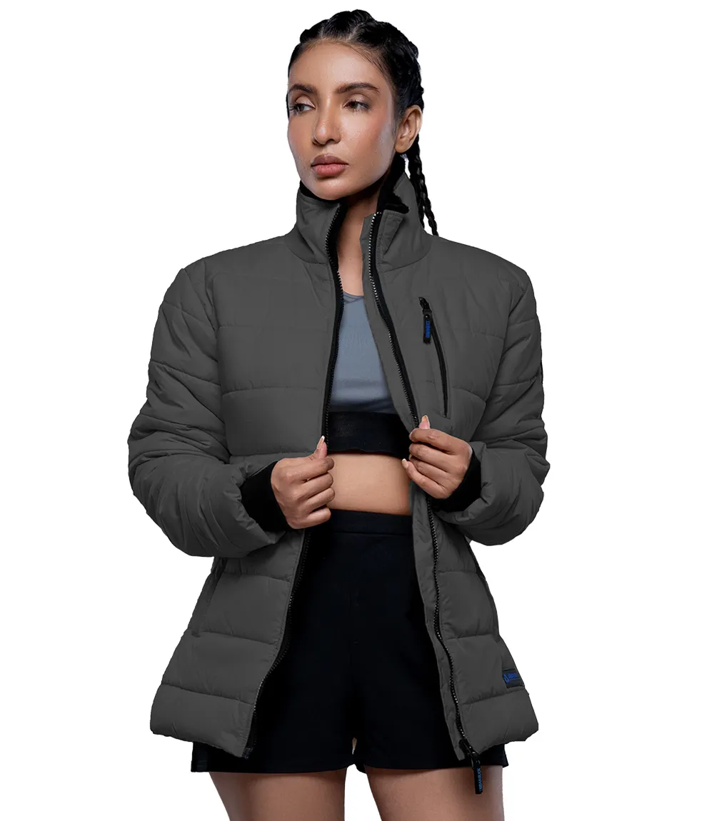 Azaria Women's Dark Gray High Collar Puffer Jacket