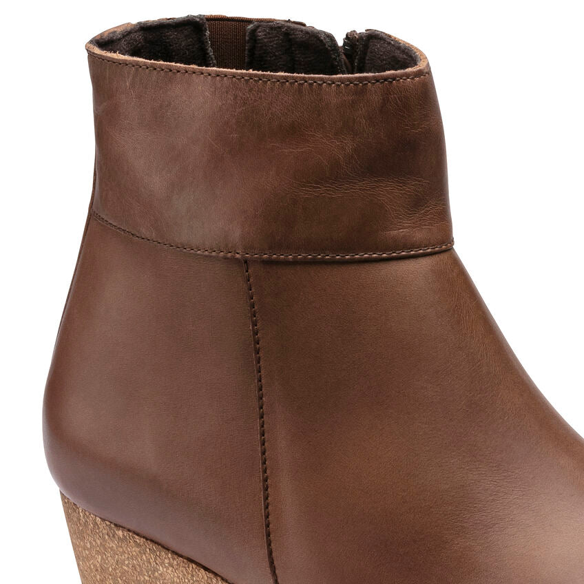 'Birkenstock USA' Women's Ebba Leather Wedge Ankle Boot - Cognac