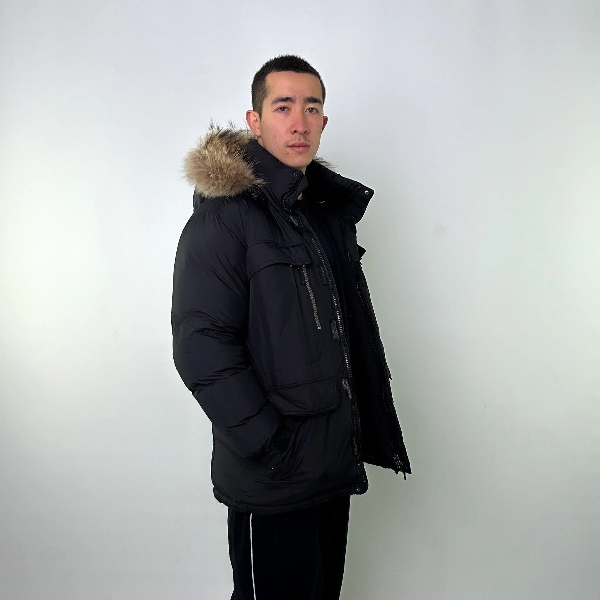 Black 90s Mont Bell Puffer Jacket Coat (L)