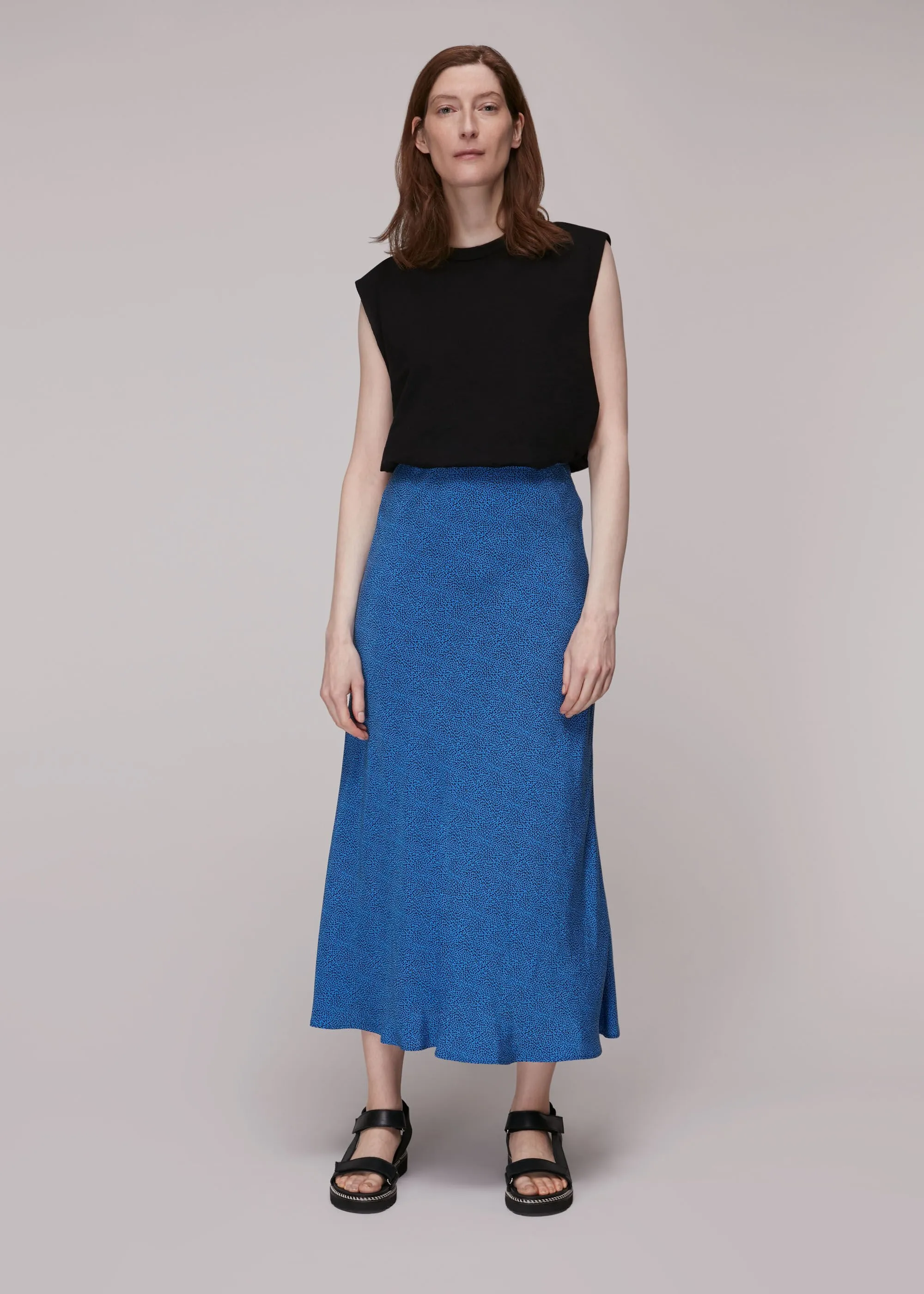 Blue Animal Fleck Print Bias Skirt