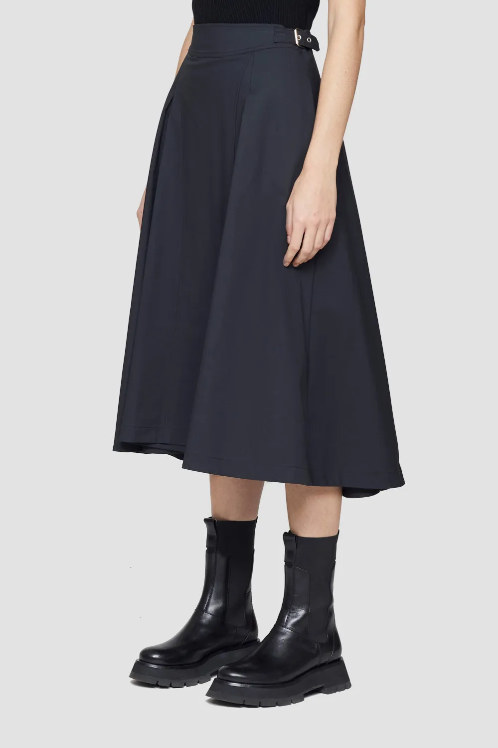 Box-Pleat A-Line Midi Skirt