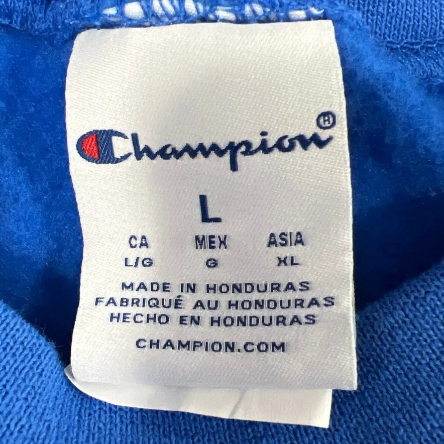 Champion Unisex Blue Boston Graphic Crewneck Pullover Sweatshirt Sweater Top L