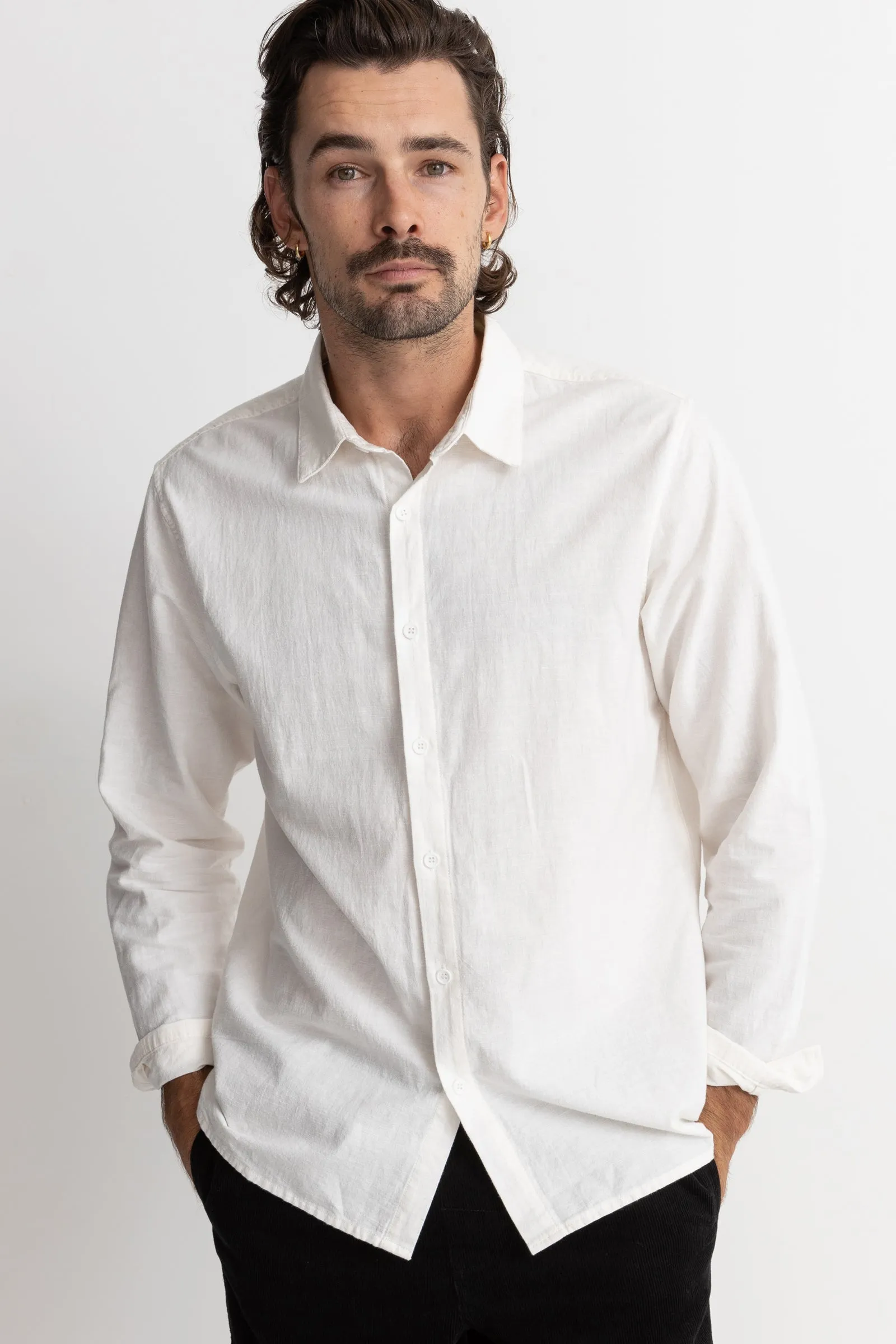 Classic Linen Ls Shirt White