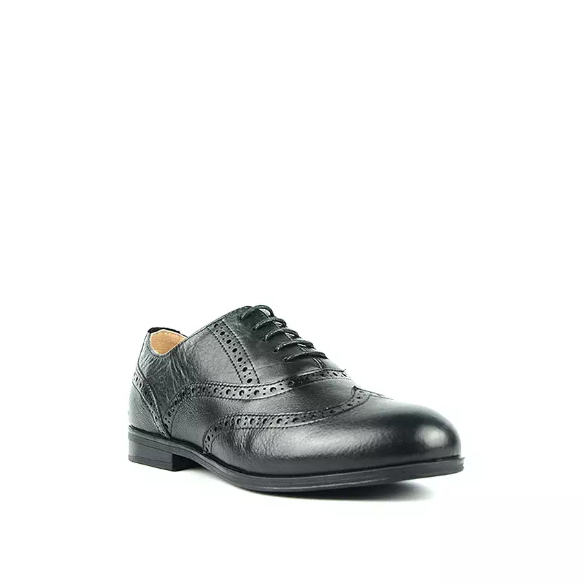 Courtney Wingtip Women's Shoes - Black Leather