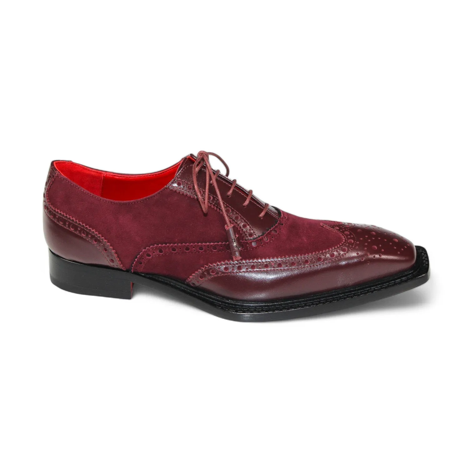 Emilio Franco Antonio Men's Shoes Burgundy Calf/Suede Leather Derby Oxfords (EF1208)