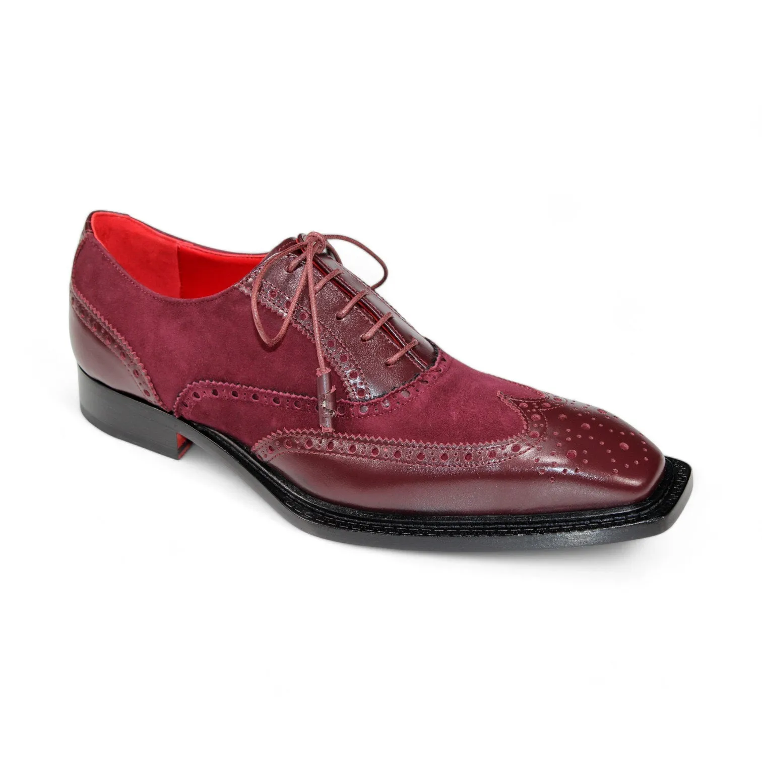 Emilio Franco Antonio Men's Shoes Burgundy Calf/Suede Leather Derby Oxfords (EF1208)