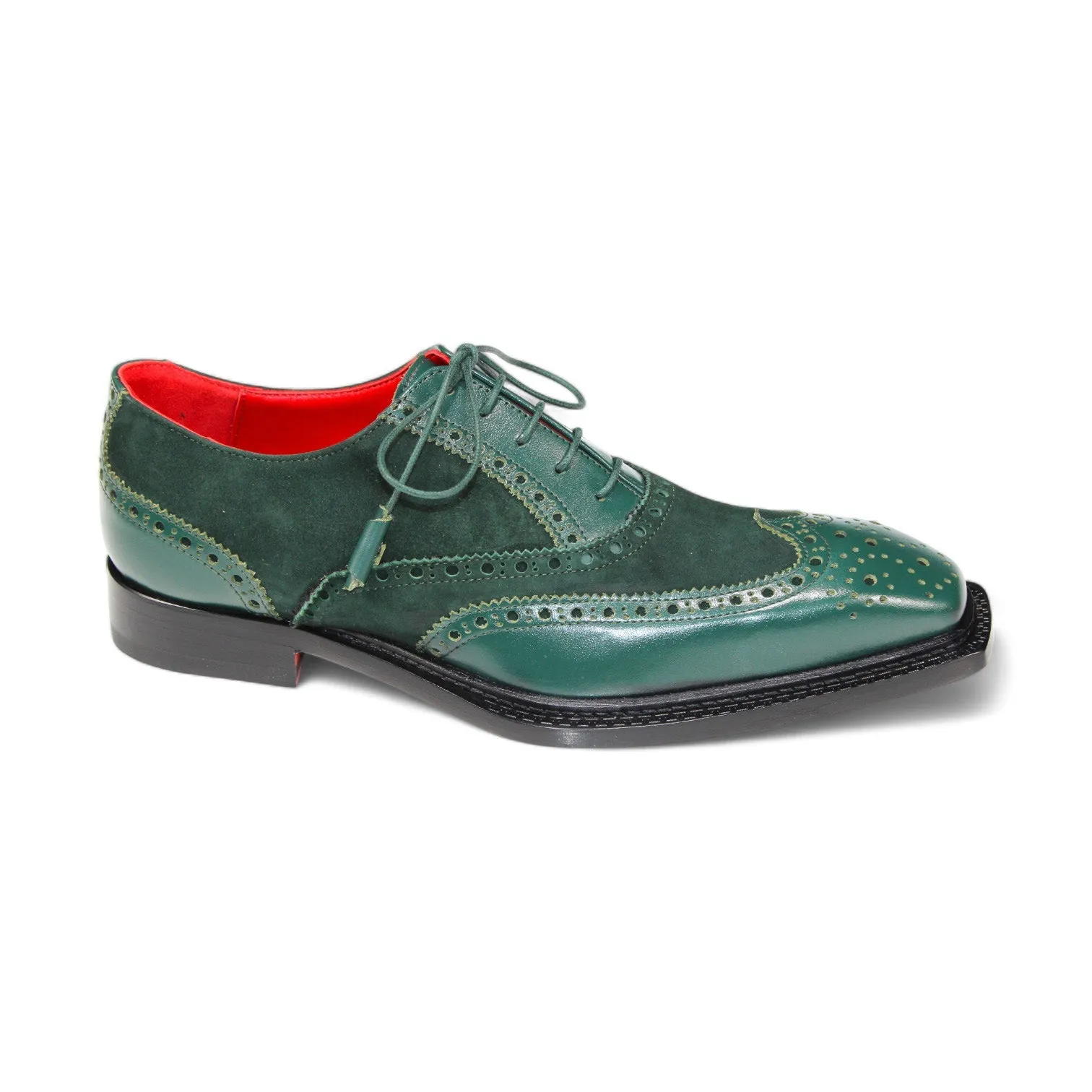 Emilio Franco Antonio Men's Shoes Green Calf/Suede Leather Derby Oxfords (EF1209)