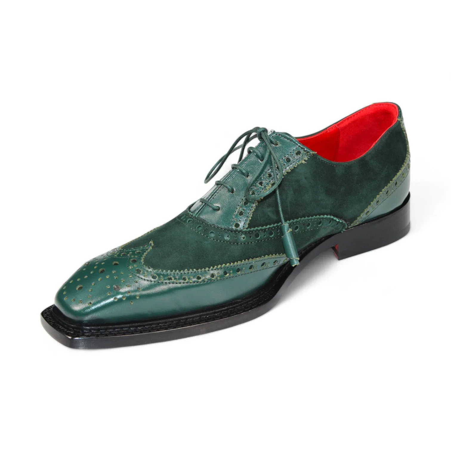 Emilio Franco Antonio Men's Shoes Green Calf/Suede Leather Derby Oxfords (EF1209)