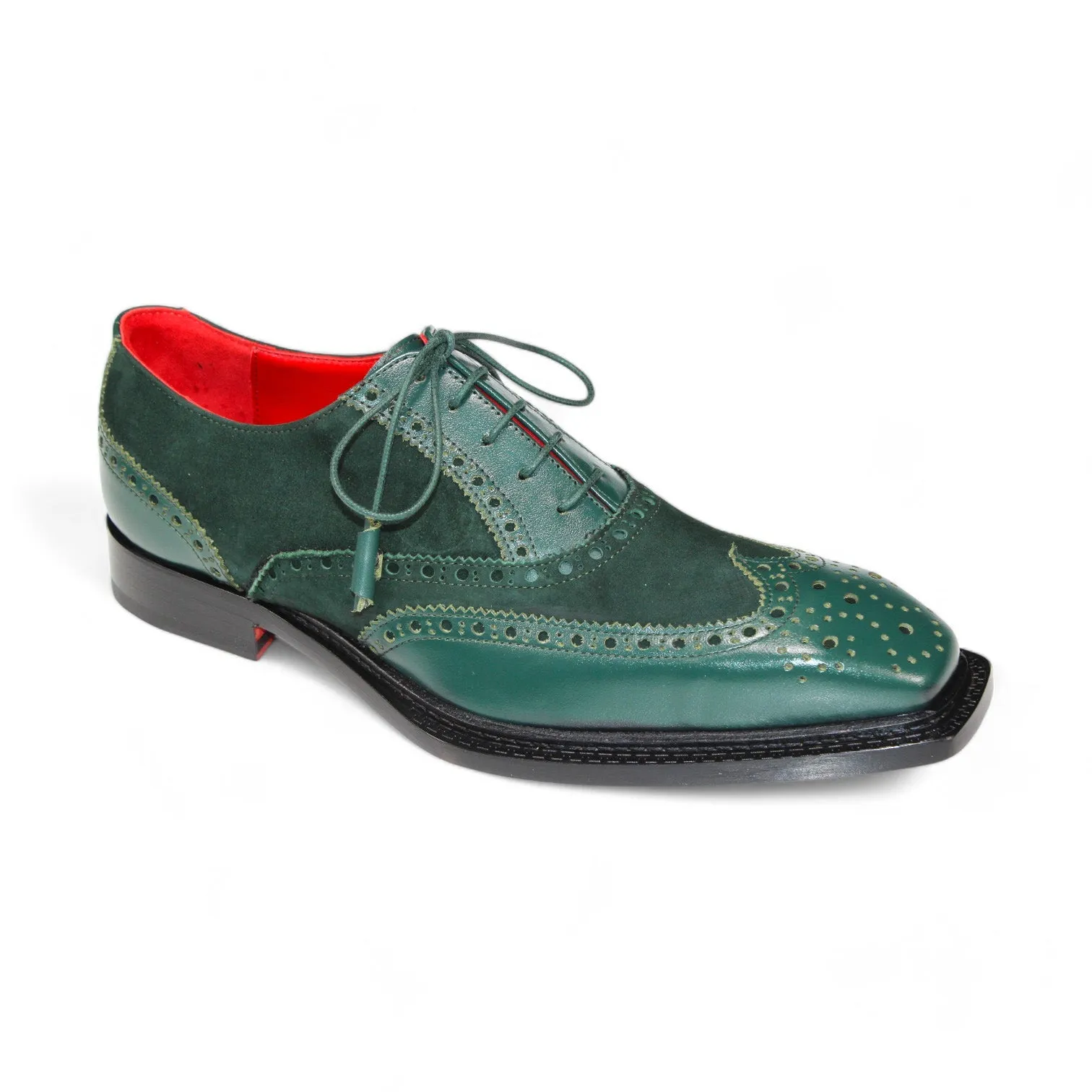 Emilio Franco Antonio Men's Shoes Green Calf/Suede Leather Derby Oxfords (EF1209)