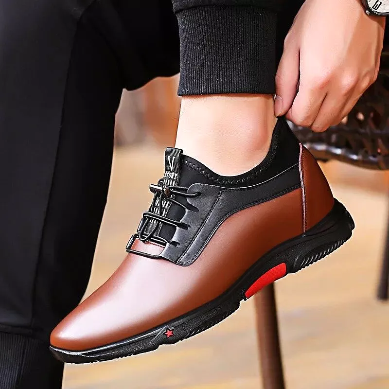 Fashion Sneakers Men Luxury Platform Elevator Shoes Brown