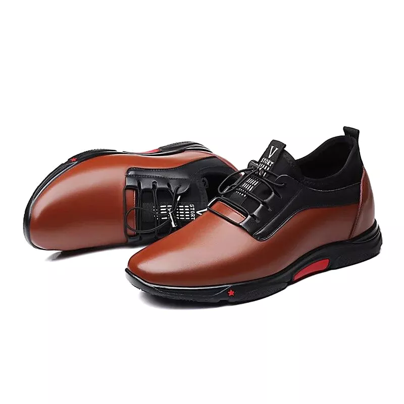 Fashion Sneakers Men Luxury Platform Elevator Shoes Brown