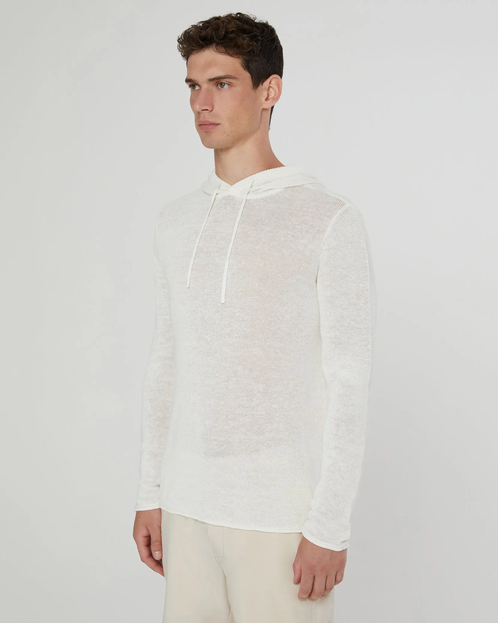 Frank Hooded Linen Sweater | White