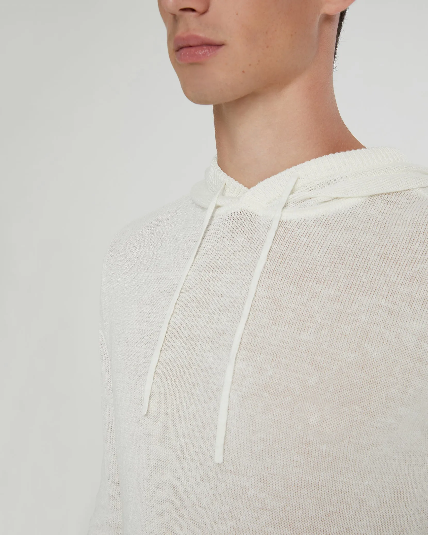 Frank Hooded Linen Sweater | White