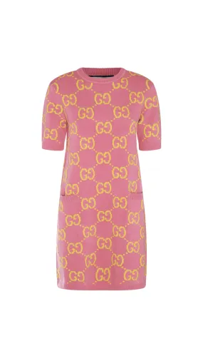 GG Knit Wool Dress - Pink